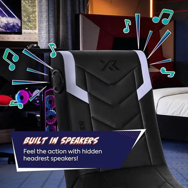 Alt view image 7 of 7 - X Rocker Video Gaming Floor Rocker Chair, Built-in Audio, Back to School, Foldable, for Gamers, Bedroom, or Game Room for Boys, Girls, Teens 5-17