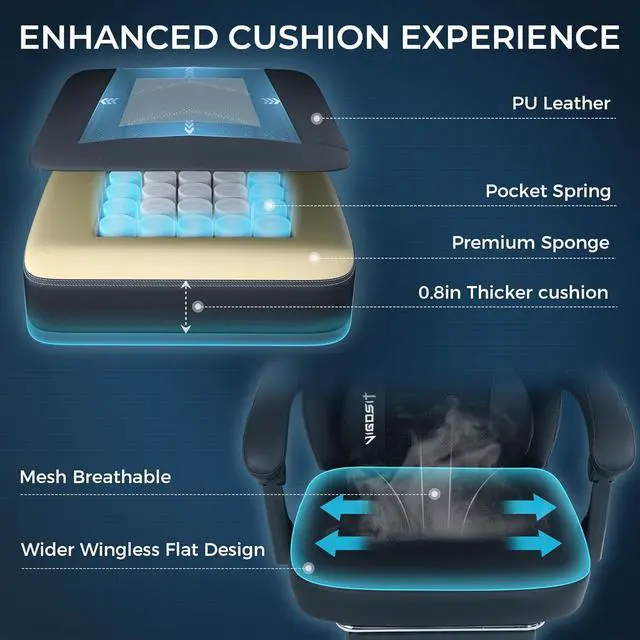 Alt view image 6 of 7 - Gaming Chair PRO, Ergonomic Gaming Chairs for Adults Heavy People, Massage Reclining Office Desk Computer Chair with Footrest and Lumbar Support, Big Tall Mesh Gamer Chair with Cushion (Black)