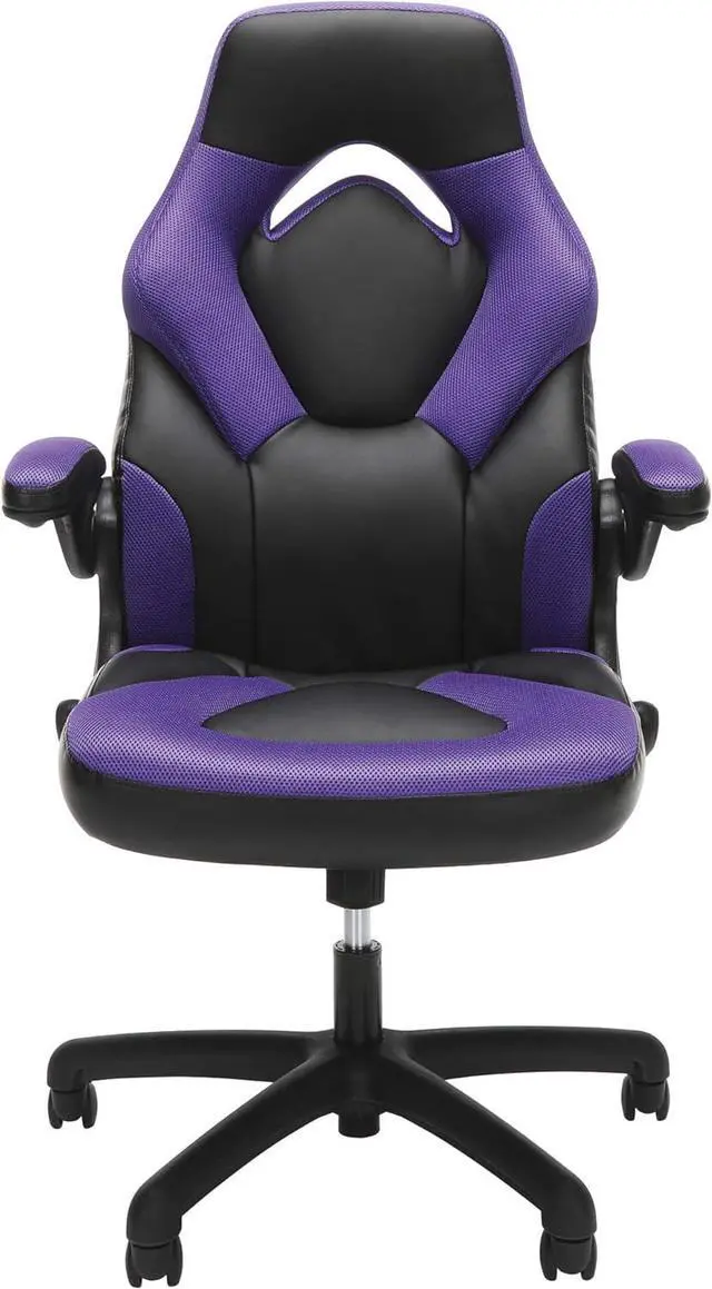 Alt view image 4 of 7 - RESPAWN 3085 Ergonomic Gaming Chair for Adults, High Back Office Chair with Headrest and Flip Up Arms, Leather Racing Style Gaming Seat with Lumbar Support, Video Game Computer Desk Seat - Purple