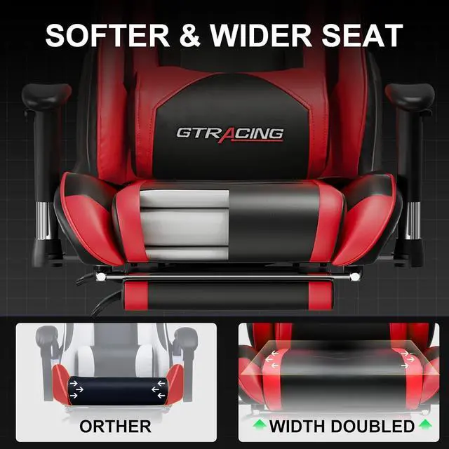 Alt view image 6 of 7 - GTRACING Gaming Chair with Footrest, High Back Computer Chair Ergonomic Game Desk Chair Racing Executive Adjustable Swivel Rocker with Headrest and Lumbar Support