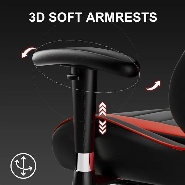 Alt view image 7 of 7 - GTRACING Gaming Chair with Footrest, High Back Computer Chair Ergonomic Game Desk Chair Racing Executive Adjustable Swivel Rocker with Headrest and Lumbar Support