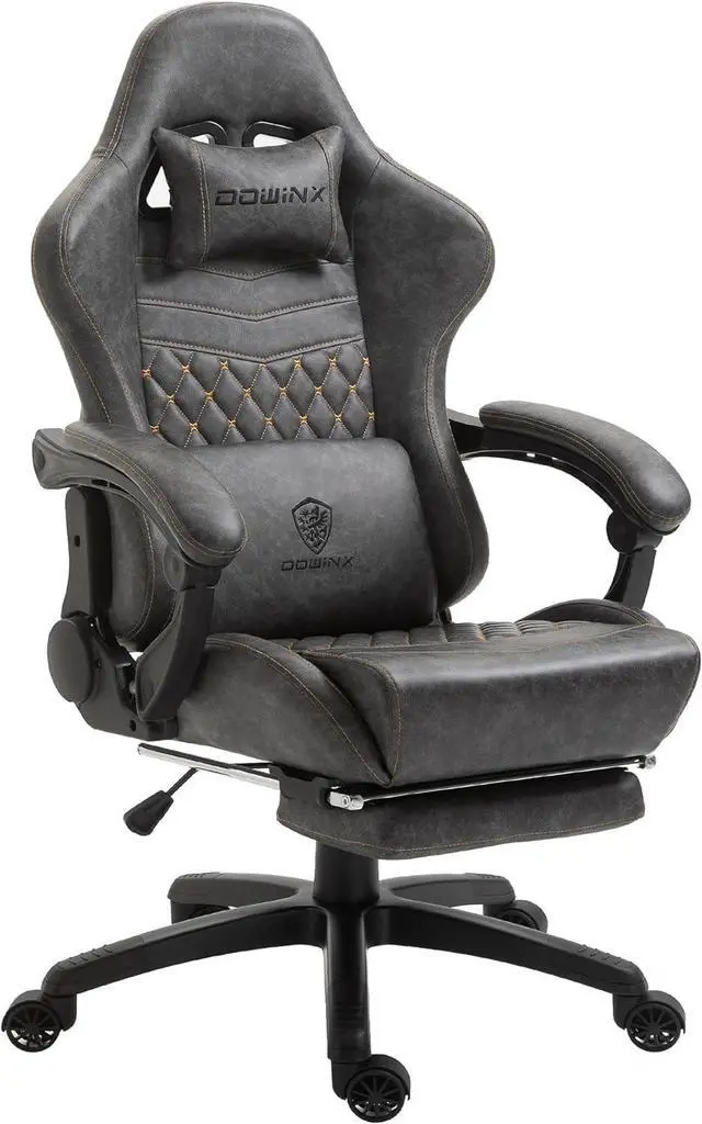 Main image of Gaming Chair Big and Tall, Video Game Chairs with Footrest, Ergonomic Reclining Gamer Chairs for Adults - Padded High Back Computer Chair for Office, Linkage Armrest, 400LBS, Grey