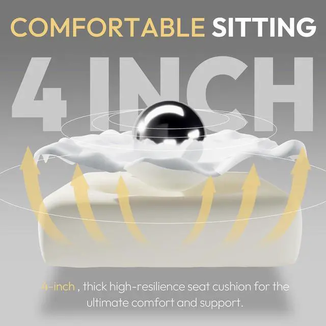 Alt view image 5 of 7 - Dowinx Gaming Chair with Suede Fabric, Ergonomic Computer Chair with Massage Lumbar Support and Footrest, High Back Reclining Game Office Chair for Adults, Ivory