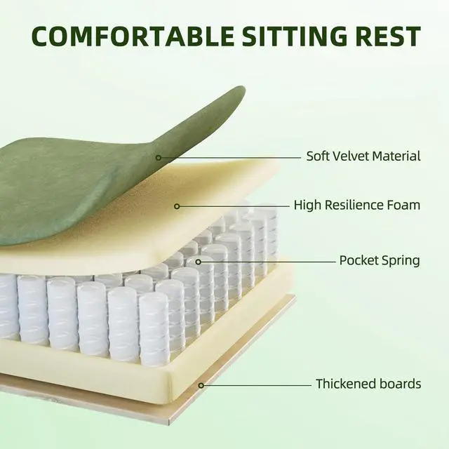 Alt view image 6 of 7 - Ferghana Velvet Fabric Gaming Chair, High Back Ergonomic Gamer Chair for Adult, Comfortable Video Game Chair with Footrest and Massage Lumbar Cushion, Racing Reclining Office Computer Desk Chair Green