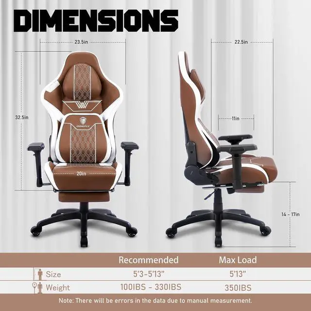 Alt view image 3 of 7 - Dowinx PU Leather Gaming Chair with Footrest, 4D Armrests Adjustable Office Computer Chair with Headrest Lumbar Support Big and Tall Ergonomic Video Gamer Chair 350lb for Adults Teens Brown