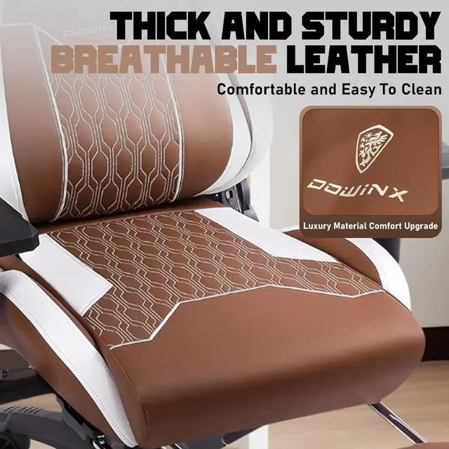 Alt view image 7 of 7 - Dowinx PU Leather Gaming Chair with Footrest, 4D Armrests Adjustable Office Computer Chair with Headrest Lumbar Support Big and Tall Ergonomic Video Gamer Chair 350lb for Adults Teens Brown