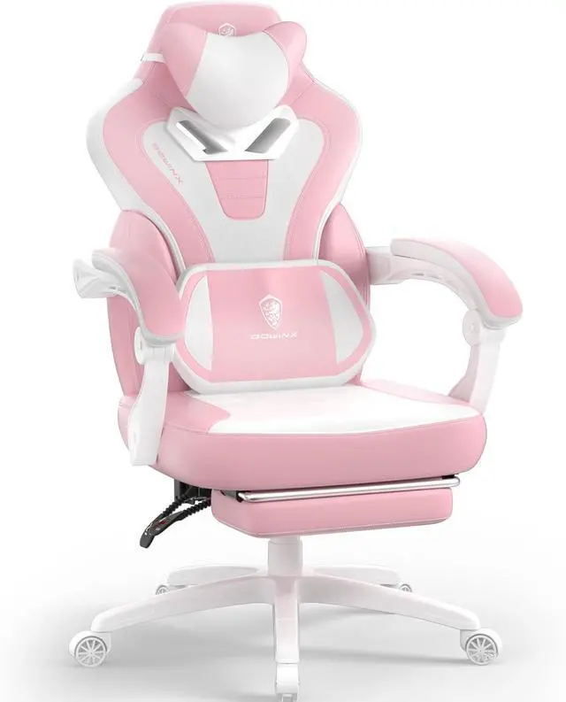 Main image of Dowinx Gaming Chair with Footrest, Big and Tall Gaming Chair for Heavy People, Computer/PC Gamer Chair for Adult with Massage (Pink)