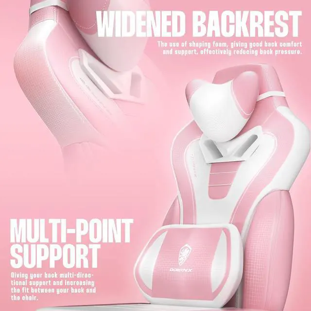 Alt view image 5 of 7 - Dowinx Gaming Chair with Footrest, Big and Tall Gaming Chair for Heavy People, Computer/PC Gamer Chair for Adult with Massage (Pink)