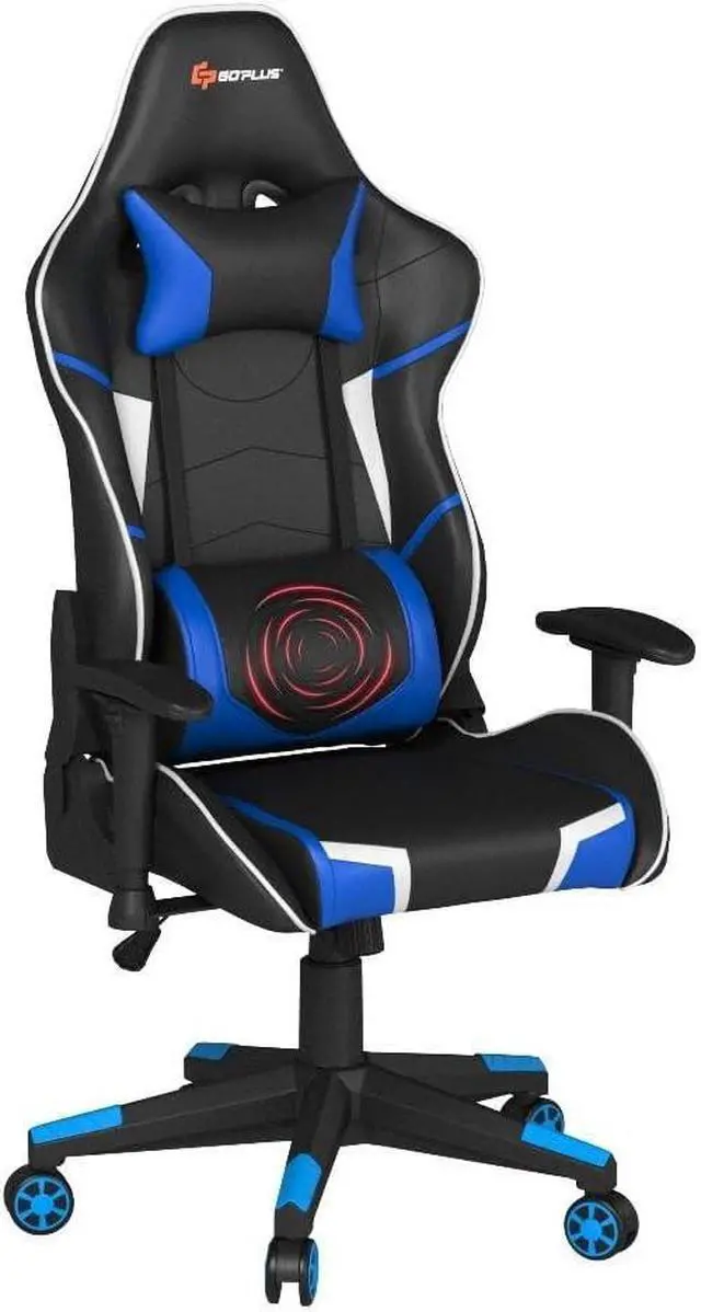 Alt view image 6 of 7 - Goplus Gaming Chair - Racing Style, High Back PU Leather, Adjustable Arms & Headrest, Ergonomic Reclining Game Chair with Rolling Swivel Base