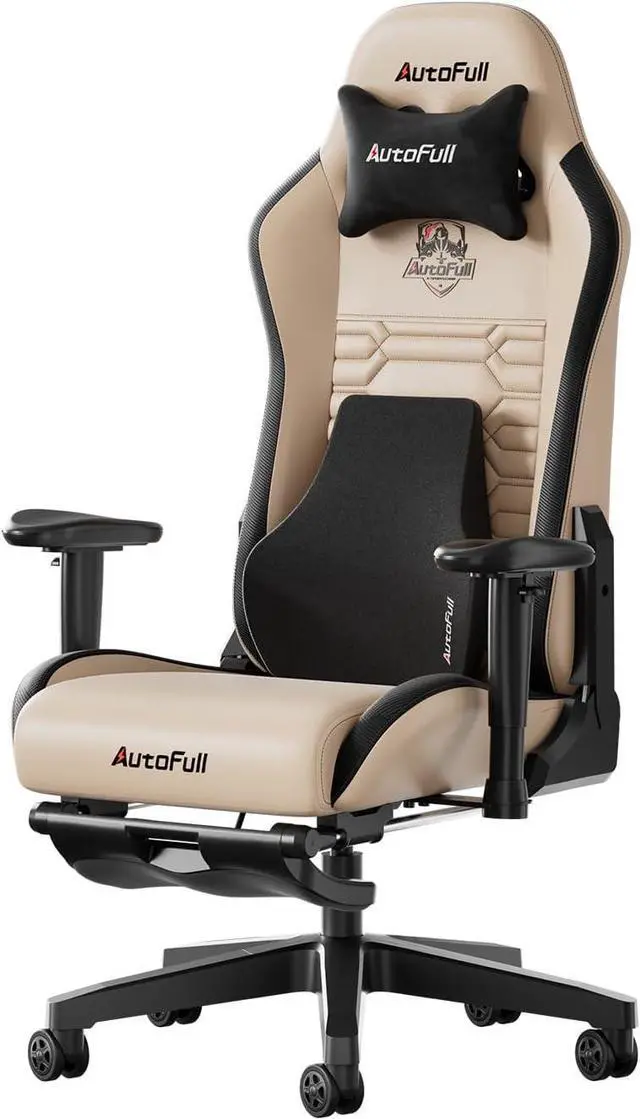 Main image of AutoFull C3 Gaming Chair, Racing Style Gaming Chair with Ergonomic Lumbar Support,Adjustable High Back PU Leather PC Chair with Footrest,Brown