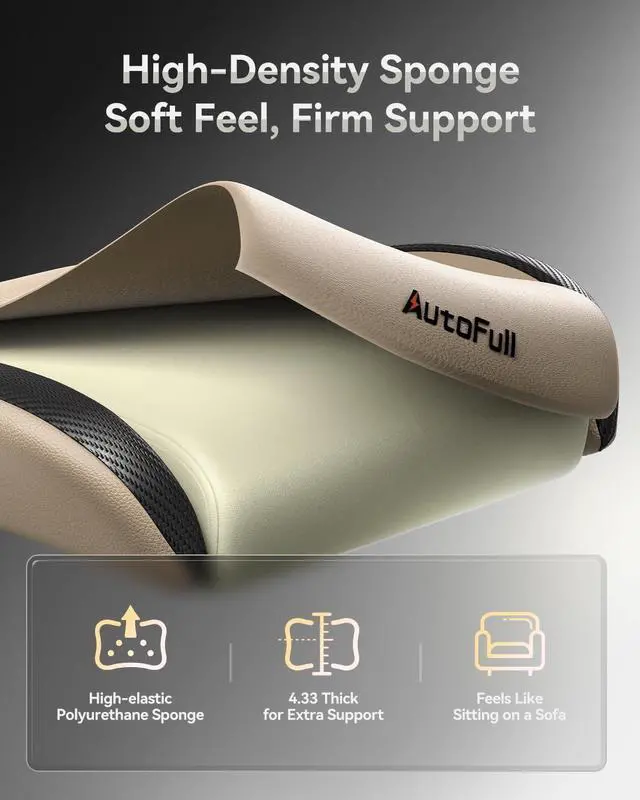 Alt view image 6 of 7 - AutoFull C3 Gaming Chair, Racing Style Gaming Chair with Ergonomic Lumbar Support,Adjustable High Back PU Leather PC Chair with Footrest,Brown