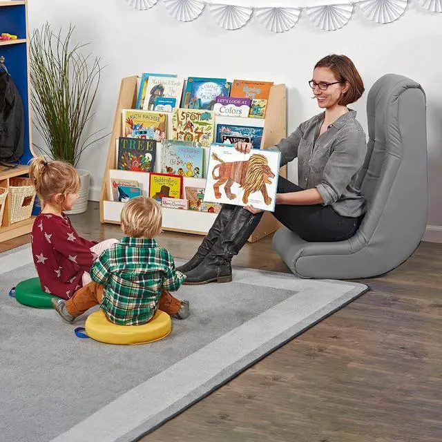 Alt view image 2 of 7 - Factory Direct Partners Soft Tufted Floor Rocker - Cushioned Ground Chair for Kids Teens and Adults - Great for Reading, Gaming, Meditating, TV - Coal, 10488-GY