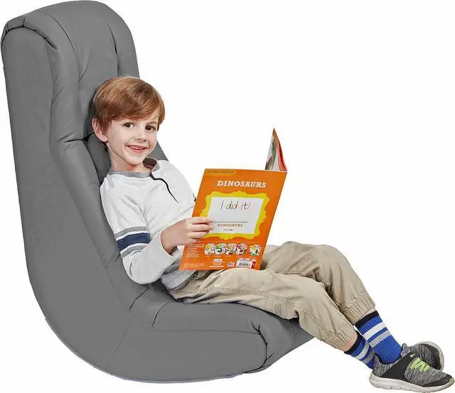 Alt view image 4 of 7 - Factory Direct Partners Soft Tufted Floor Rocker - Cushioned Ground Chair for Kids Teens and Adults - Great for Reading, Gaming, Meditating, TV - Coal, 10488-GY