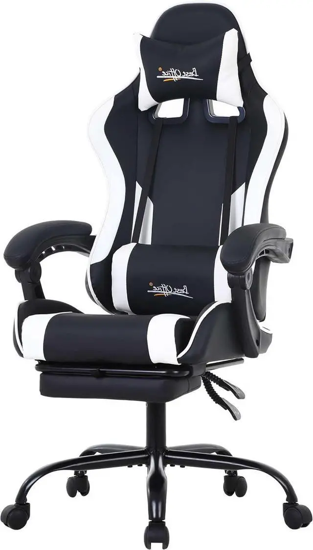 Main image of PayLessHere Ergonomic Racing Desk Chair Computer Chair Gaming Chair with Footrest Lumbar Support Headrest Armrest Task Rolling Swivel Ergonomic E-Sports Adjustable PC Gamer Chair, White