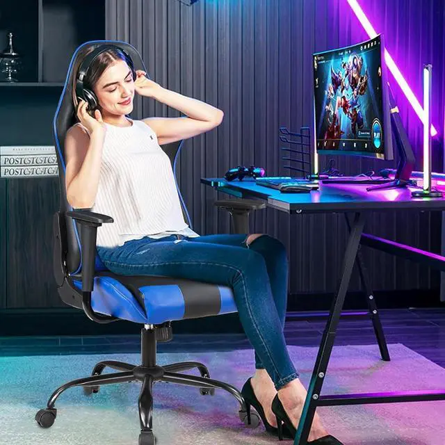 Alt view image 2 of 7 - PayLessHere Gaming Chair Ergonomic Office Chair with Lumbar Support Headrest Armrests Rolling Swivel Functionality and Adjustable Features for PC Gamer (Blue)