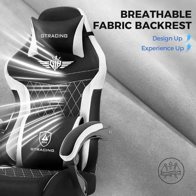 Alt view image 5 of 7 - GTRACING Gaming Chair Fabric with Footrest, Big and Tall Game Chair High Back Computer Office Chair with Lumbar Support for Adults, Ergonomic Swivel Game Chairs with Pocket Spring Cushion Gaming Black