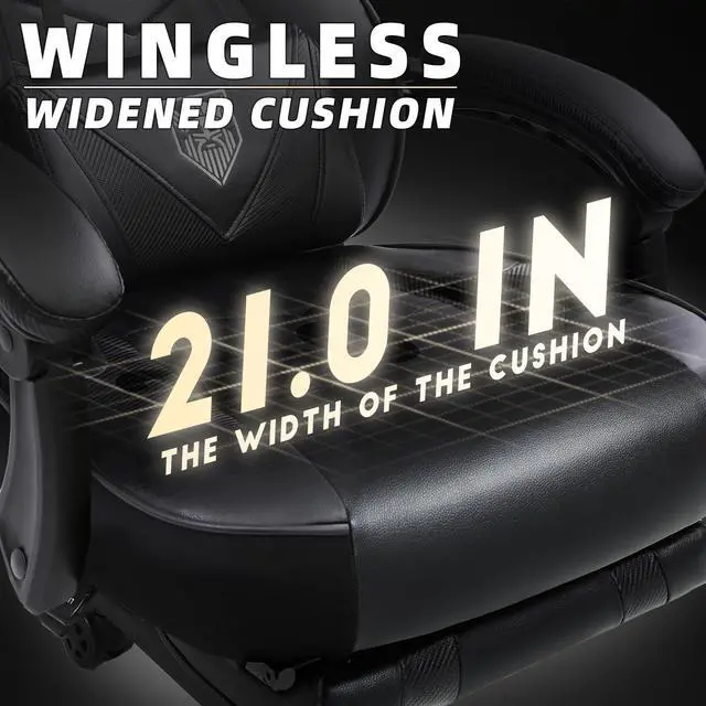 Alt view image 3 of 7 - Vonesse Gaming Chair, Computer Chair with Footrest and Massage, Big and Tall High Back Gamer Chair, Reclining Gaming Chairs for Adults (Classic Black)