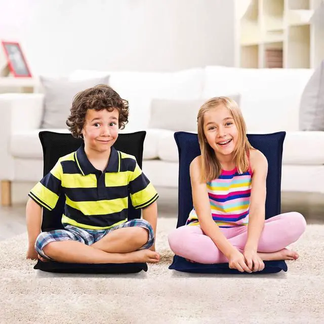 Alt view image 2 of 7 - BestComfort Folding Floor Chair, 6-Position Adjustable Meditation Chair, Video Gaming Chair w/Back Support for Reading TV Watching, Portable Floor Seat Lounge Sofa Chair for Kids Teens Adult, Navy