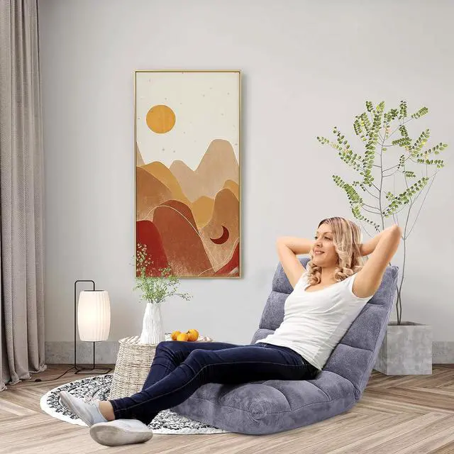 Alt view image 3 of 6 - GORELAX Memory Foam Floor Chair, 14-Poistion Adjustable Reading Gaming Chair Recliner, Folding Cushioned Meditation Chair with Back Support, Padded Lazy Sofa for Adults, Kids