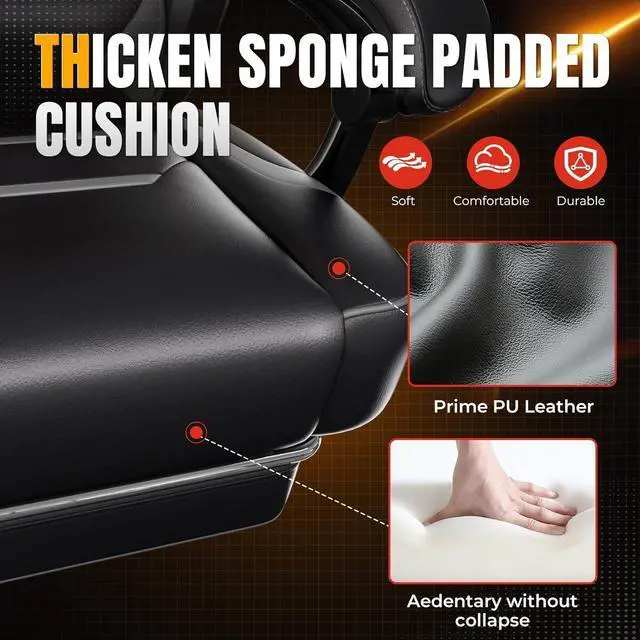 Alt view image 7 of 7 - LUCKRACER Gaming Chair, Video Game Chairs Gaming Computer Chair with Footrest 350Lb Heavy Duty Gaming Chair Ergonomic Office Chair Lumbar Support for Adults, High Back, Swivel Seat, Recliner(Grey)