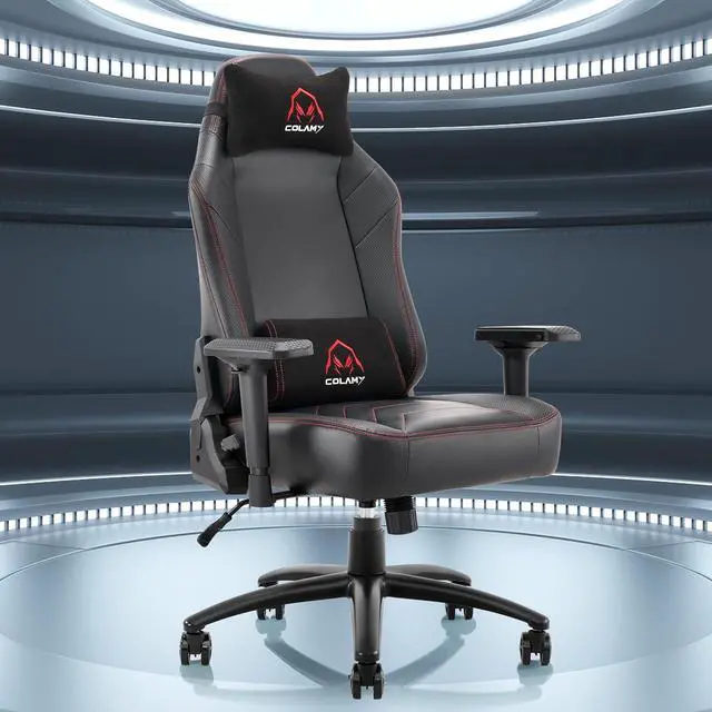 Main image of COLAMY Big and Tall Gaming Chair 400lbs, Racing Computer Gamer Chair, Ergonomic Office PC Chair with Upholstered Seat, Lumbar Support, 4D Armrest for Adult Teens, 91306-Black