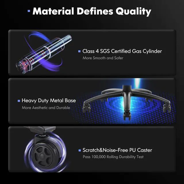 Alt view image 7 of 7 - COLAMY Big and Tall Gaming Chair 400lbs, Racing Computer Gamer Chair, Ergonomic Office PC Chair with Upholstered Seat, Lumbar Support, 4D Armrest for Adult Teens, 91306-Black