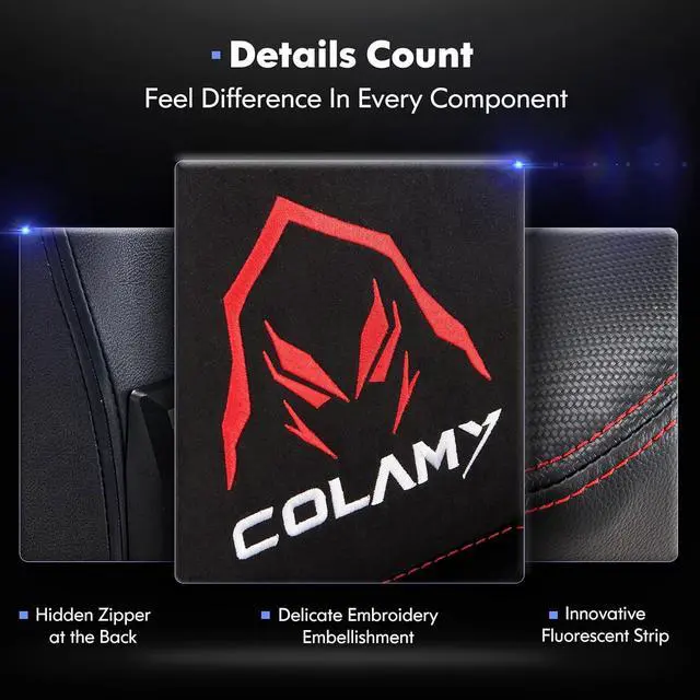 Alt view image 4 of 7 - COLAMY Big and Tall Gaming Chair 400lbs, Racing Computer Gamer Chair, Ergonomic Office PC Chair with Upholstered Seat, Lumbar Support, 4D Armrest for Adult Teens, 91306-Black