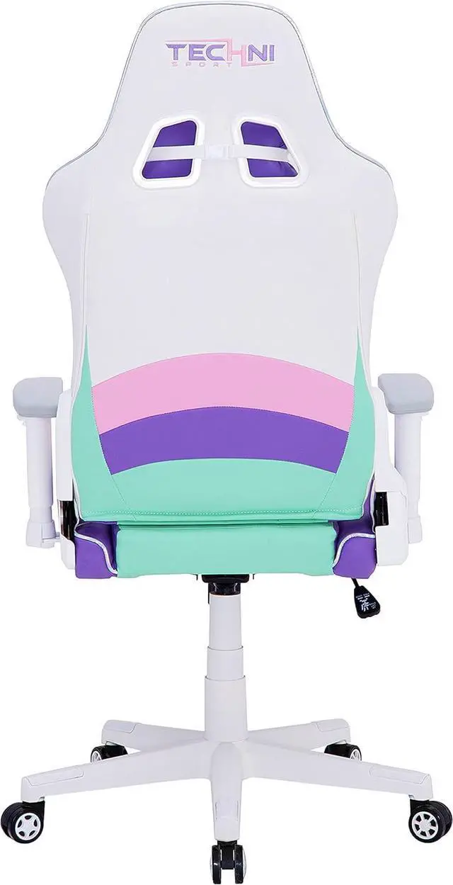 Alt view image 7 of 7 - Techni Sport Gaming Chair - Kawaii Pastel Pink Purple Green - Ergonomic Office Computer Chair with Memory Foam, Lumbar Support, Heart Pillow, 300 Lbs Capacity