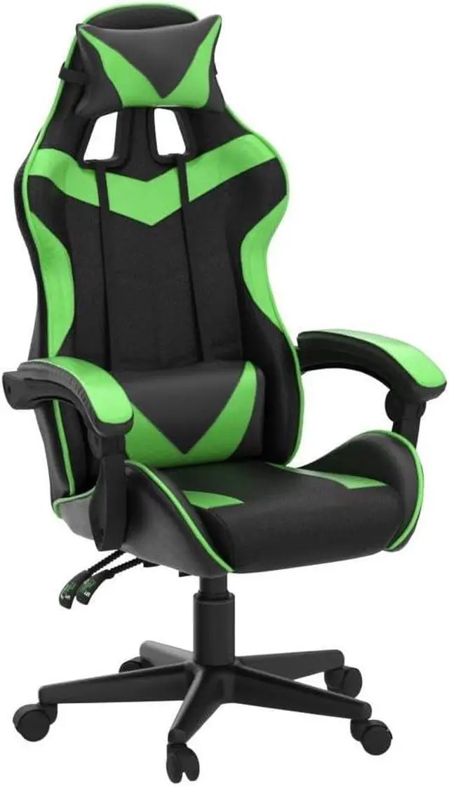 Alt view image 6 of 7 - Soontrans Green Gaming Chair with Massage,Racing Gamer Chair for Teens, Ergonomic Game Chair with Adjustable Headrest and Lumbar Support (Jungle Green)