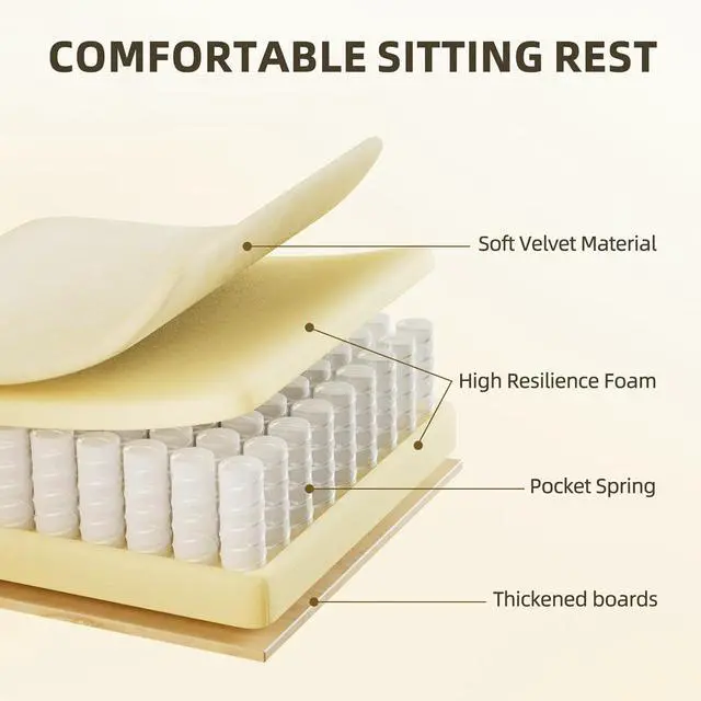 Alt view image 6 of 7 - Huracan Velvet Fabric Gaming Chair with Footrest for Adults, Ergonomic Gaming Chairs with Massage Lumbar, Reclining Racing Computer Chair with Spring Cushion for Home Office Video Game, Beige