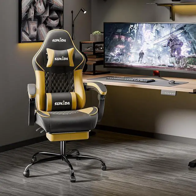 Alt view image 2 of 7 - Ergonomic Video Gamer Chairs Gaming Computer Chair Gamer Chairs for Adults Massage Lumbar Support Swivel Height Adjustable Headrest Backrest