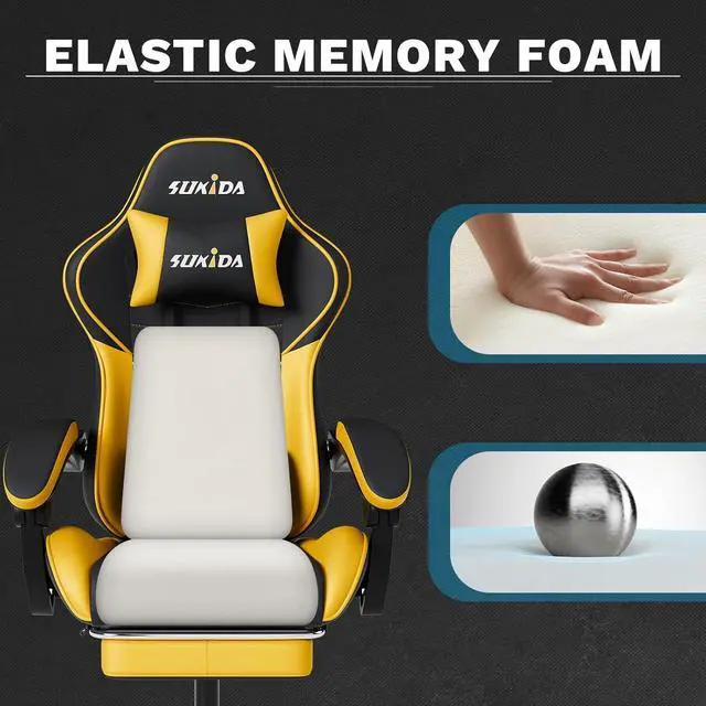 Alt view image 7 of 7 - Ergonomic Video Gamer Chairs Gaming Computer Chair Gamer Chairs for Adults Massage Lumbar Support Swivel Height Adjustable Headrest Backrest