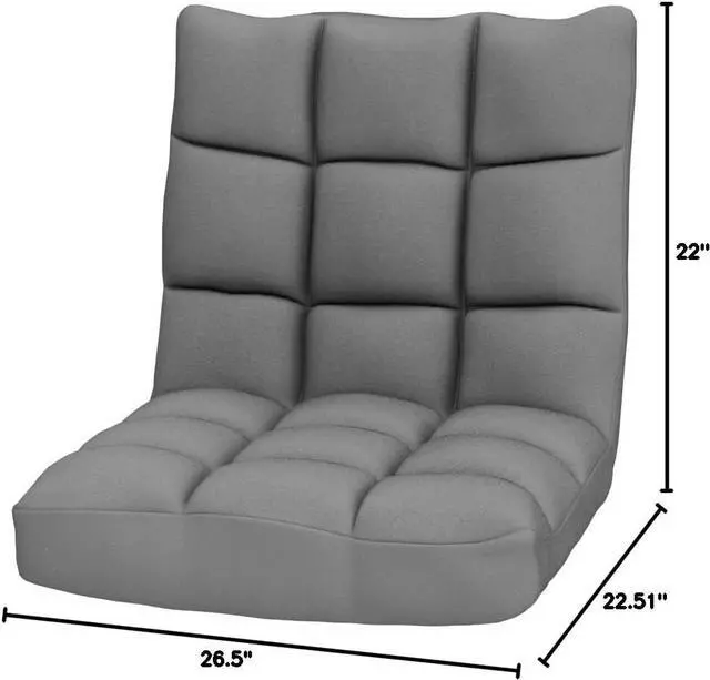 Alt view image 3 of 7 - BestComfort Floor Chair with Back Support, Floor Gaming Chairs w/ 14 Adjustable Position, Padded Sleeper Bed, Folding Floor Seating for Living Room, Reading, Watching TV, Meditation for Adults & Kids
