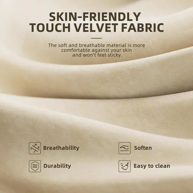 Alt view image 7 of 7 - Huracan Velvet Fabric Gaming Chair with Footrest for Adults, Ergonomic Gaming Chairs with Massage Lumbar, Reclining Racing Computer Chair with Spring Cushion for Home Office Video Game, Beige