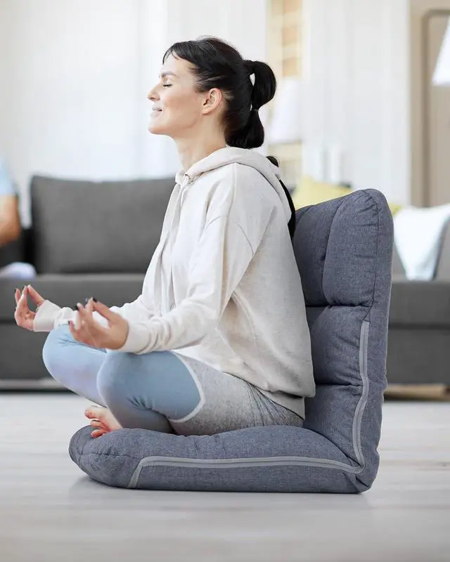 Alt view image 2 of 7 - Crestlive Products Adults Floor Chair Adjustable Lazy Sofa with Removable Pillow, Foldable Memory Foam Padded Kids Gaming Chair, Flat Cushion for Indoor Meditation, Reading(Blue)