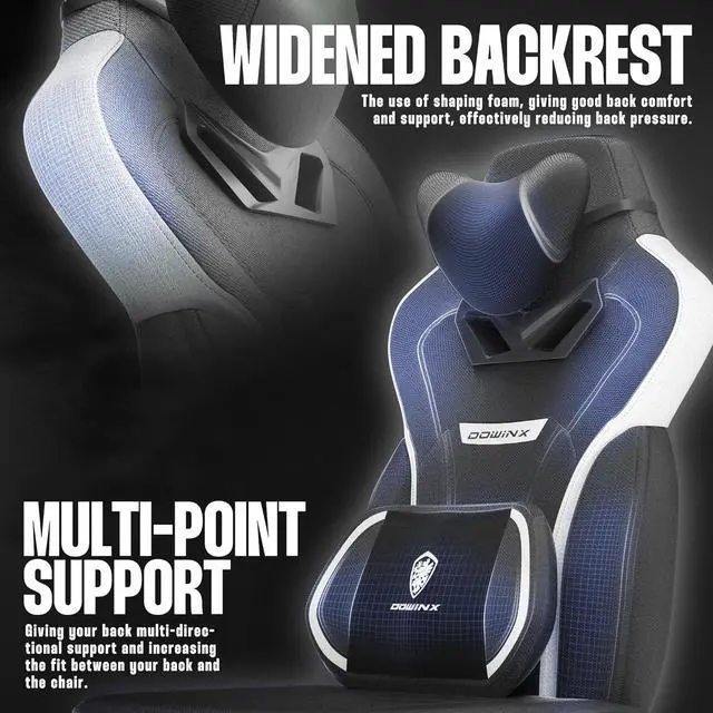 Alt view image 4 of 7 - Dowinx Gaming Chair with Footrest, Fabric Gamer Chair for Adults, Computer Chair with Massage for Heavy People Fabric,Black