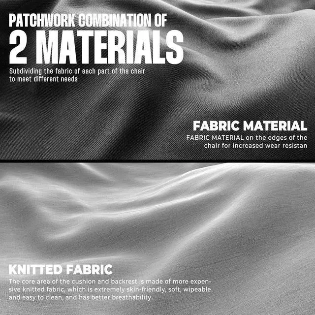 Alt view image 7 of 7 - Dowinx Gaming Chair with Footrest, Fabric Gamer Chair for Adults, Computer Chair with Massage for Heavy People Fabric,Black