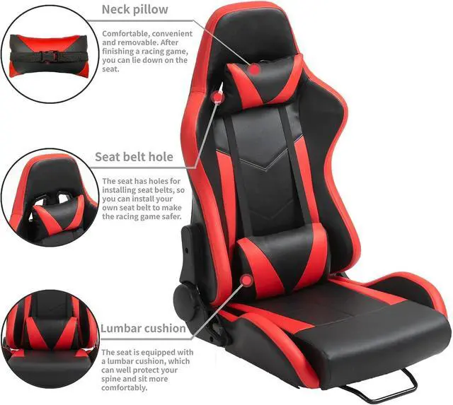 Alt view image 2 of 6 - Marada Racing Seat with Double Lock Slip for Racing Wheel Simulator Stand Cockpit, Adjustable Cloth Red with Installed Parts