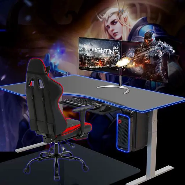 Alt view image 2 of 7 - HCB Gaming Chair, Computer Office Chair, Ergonomic Desk Chair Height Adjustable Recliner Swivel High Back with Lumbar Support, Footrest, Headrest, Massager, Racing Style Red