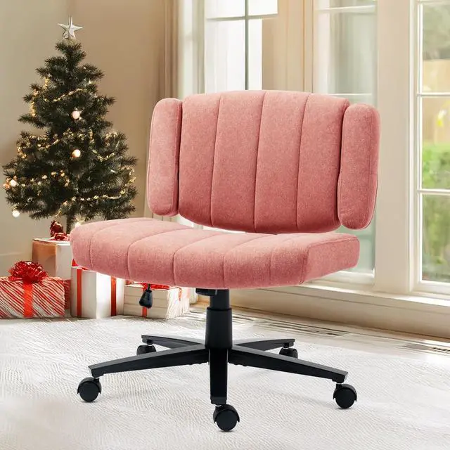 Alt view image 3 of 7 - Criss Cross Wheeled Chair - Adaptable Comfort for Every Need, High-Backed, with Adjustable Wide Armrests, Anti-Skid Fabric Upholstery, and a Sleek Modern Aesthetic for Home Office Use