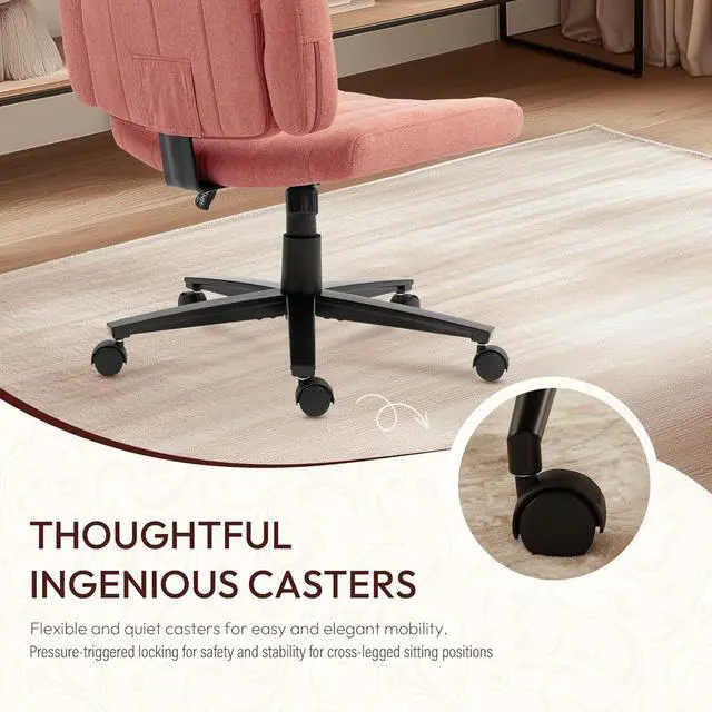 Alt view image 7 of 7 - Criss Cross Wheeled Chair - Adaptable Comfort for Every Need, High-Backed, with Adjustable Wide Armrests, Anti-Skid Fabric Upholstery, and a Sleek Modern Aesthetic for Home Office Use