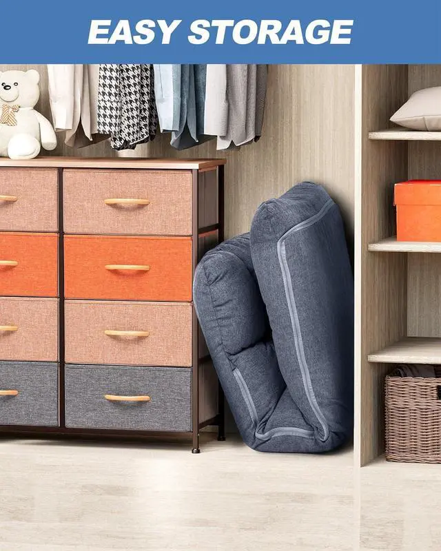 Alt view image 7 of 7 - Crestlive Products Adults Floor Chair Adjustable Lazy Sofa with Removable Pillow, Foldable Memory Foam Padded Kids Gaming Chair, Flat Cushion for Indoor Meditation, Reading(Blue)