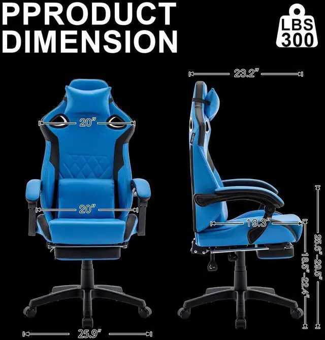 Alt view image 3 of 7 - Gaming Chair, Office Chair High Back Computer Chair Leather Desk Chair Racing Executive Ergonomic Adjustable Swivel Task Chair with Headrest and Lumbar Support (Blue), ABB101