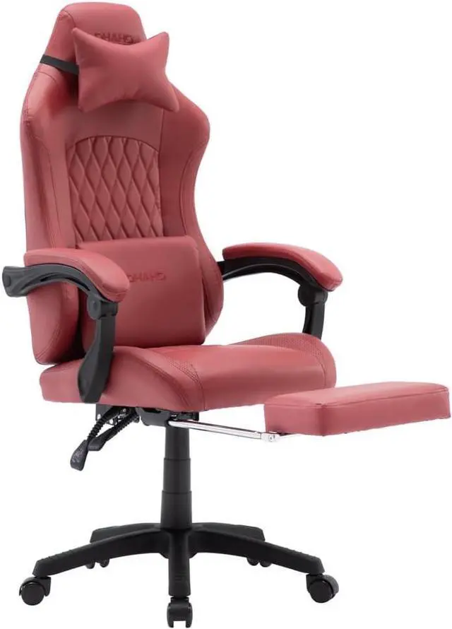Main image of OHAHO Gaming Chair Computer Chair with Footrest and Lumbar Support, Height Adjustable Game Chair with 360° Swivel Seat and Headrest and for Office or Gaming (Red)