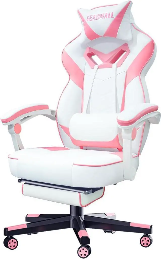 Main image of Pink Gaming Chair with Footrest Ergonomic Oversized Manufactured by Listed Company,Video Game Chairs with Lumbar and Head Pillow, for Adults Teens Secret Lab Pink&White