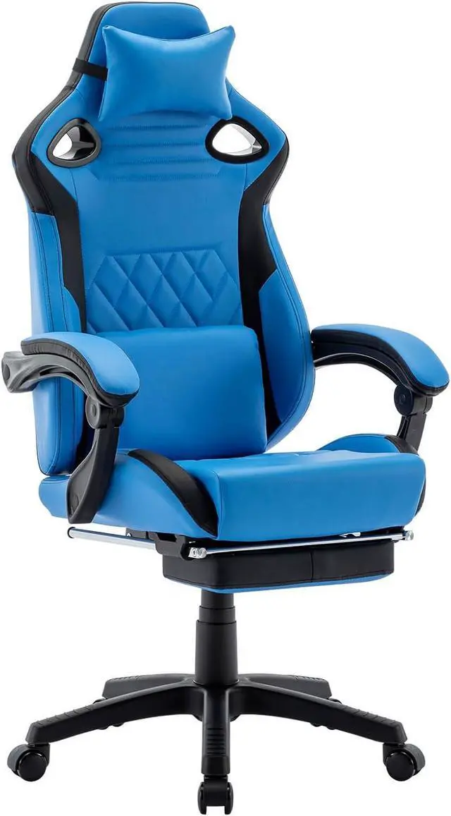 Main image of Gaming Chair, Office Chair High Back Computer Chair Leather Desk Chair Racing Executive Ergonomic Adjustable Swivel Task Chair with Headrest and Lumbar Support (Blue), ABB101