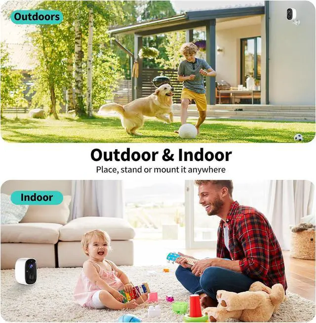 Alt view image 3 of 7 - Security Cameras Wireless Outdoor,2K Indoor WiFi Wireless Cameras,Outside Battery Powered Camera for Home Security,AI Motion Detection,Color Night Vision,Spotlight,Siren Alarm,SD/Cloud Storage,2 Pack