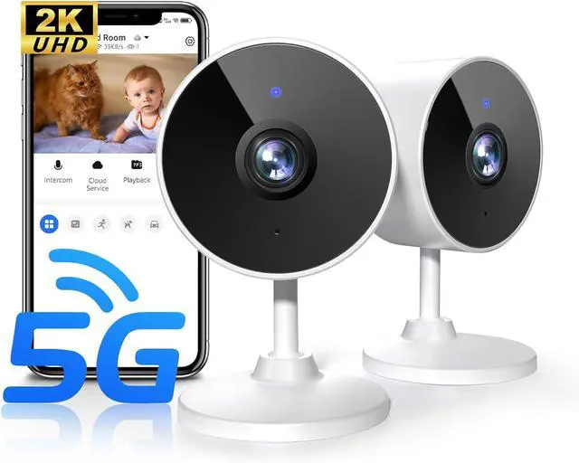 Main image of [5G & 2.4G] 2K Indoor Security Cameras for Home Security, AI Voice Change for 2-Way Talk, Motion Detection, Night Vision, 24/7 SD Recording/Cloud Storage, Baby Monitor/Dog/Pet Camera with Phone App, 2