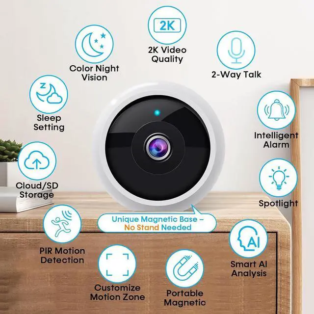 Alt view image 3 of 7 - AMTIFO Security Cameras Wireless Outdoor Magnetic: Install-Free Smart Indoor 2K WiFi - Long Battery Life Powered Wireless Cameras for Home Security with AI Motion Detection