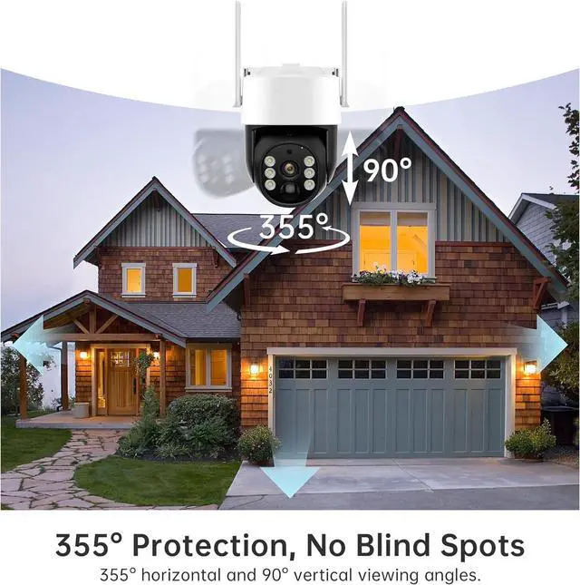 Alt view image 5 of 7 - Solar Security Cameras Wireless Outdoor, 2K 360° View Battery Powered Outdoor Camera, Solar Outdoor Camera with PIR Motion Detection,Color Night Vision,2-Way Talk,IP65,Siren Alarm1-Pack